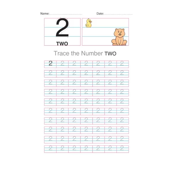 Number 2 Tracing Worksheet