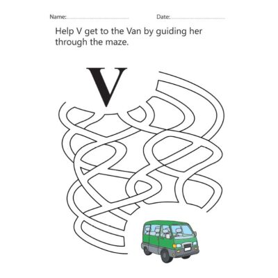 Letter V Maze Worksheet