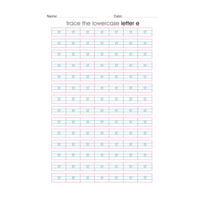 Lowercase Letter e Tracing Worksheets