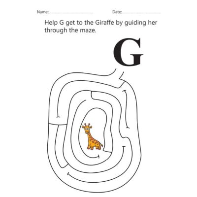 Letter G Maze Worksheet