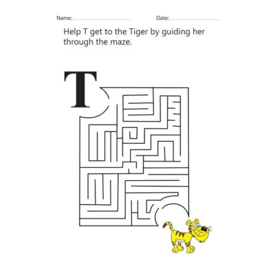 Letter T Maze Worksheet