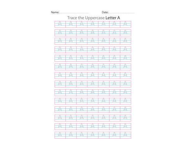 Uppercase Letter A Tracing Worksheet