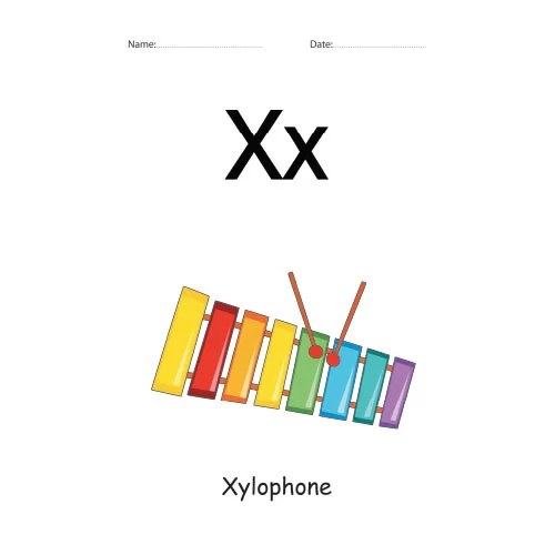 Letter X Identification colorful worksheet