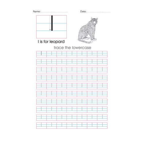 Lowercase l handwriting with arrows worksheet