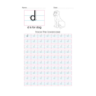 Lowercase d handwriting with arrows worksheet