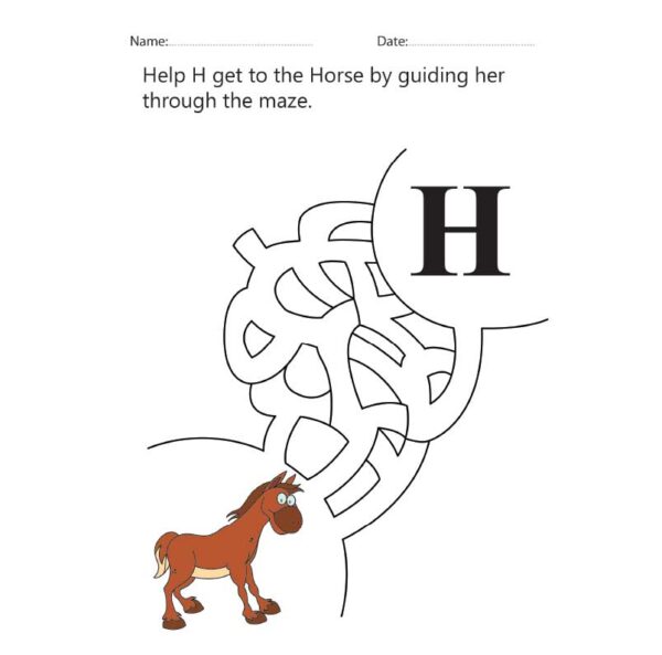 Letter H Maze Worksheet
