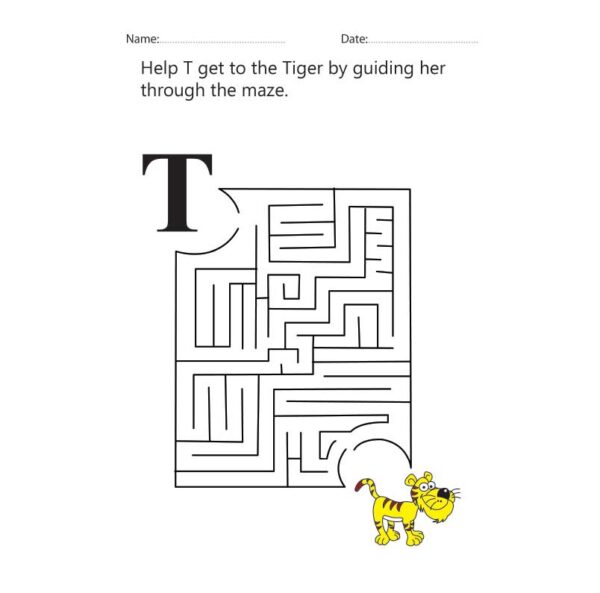 Letter T Maze Worksheet