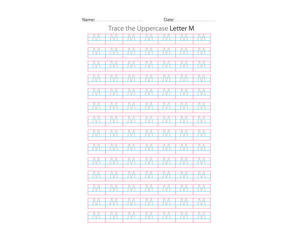 Uppercase Letter M Tracing Worksheets