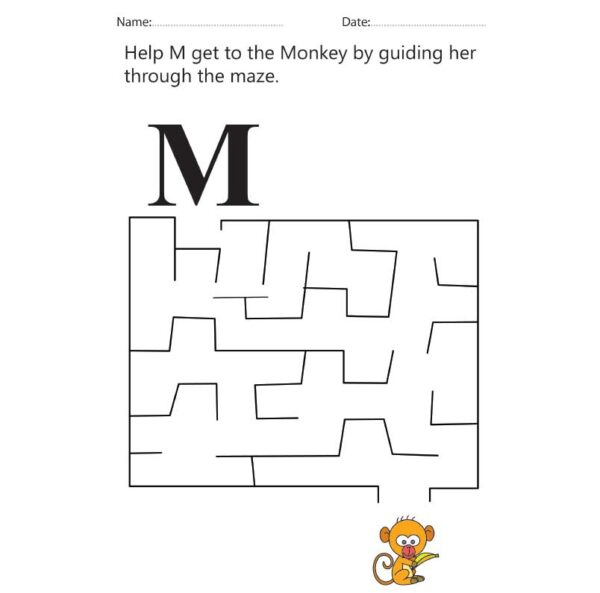 Letter M Maze Worksheet