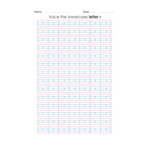 Lowercase Letter r Tracing Worksheets