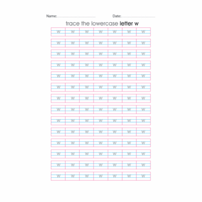 Lowercase Letter w Tracing Worksheets
