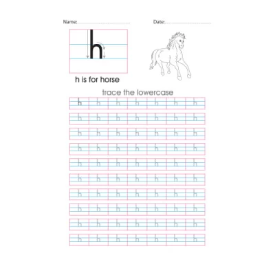 Letter h handwriting with arrows worksheet