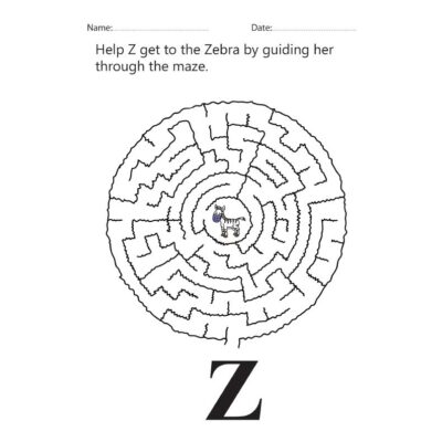 Letter Z Maze Worksheet - Help Z Find the Zebra!