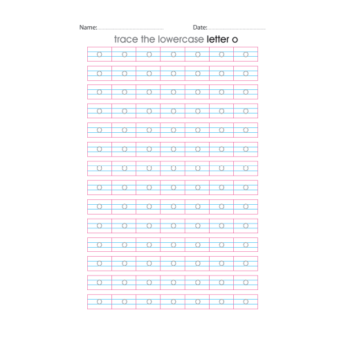 Lowercase Letter o Tracing Worksheets