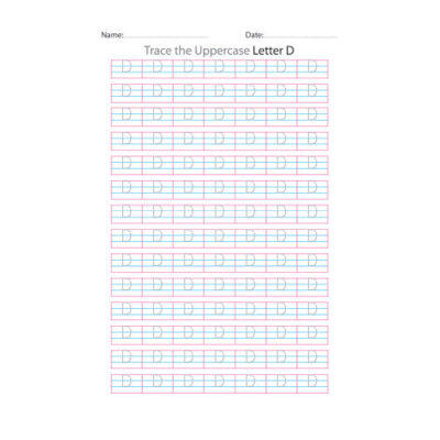 Uppercase Letter D Tracing Worksheets