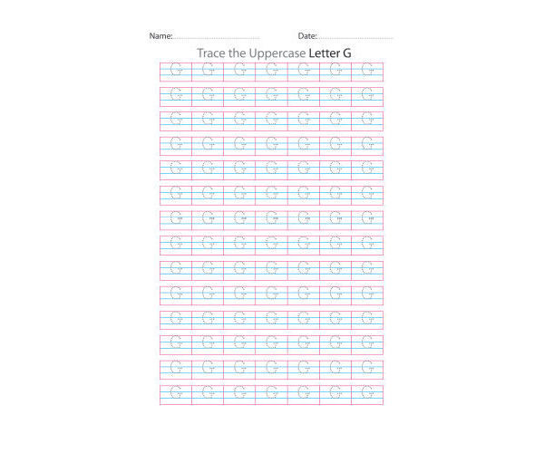 Uppercase Letter G Tracing Worksheets