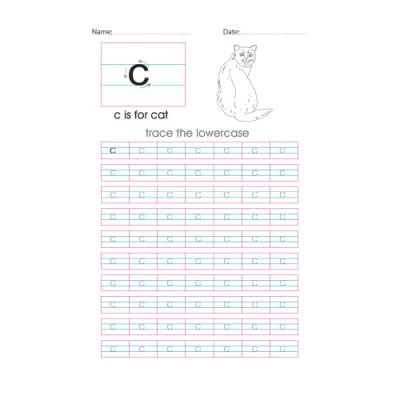 Lowercase c handwriting with arrows worksheet