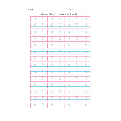 Uppercase Letter S Tracing Worksheets