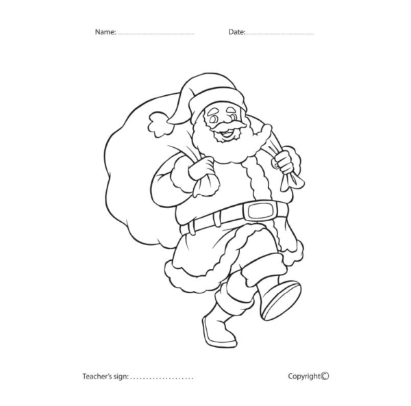 Walking Santa coloring worksheet