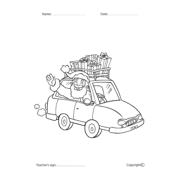Santa Driving Car coloring worksheet