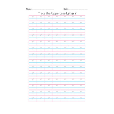 Uppercase Letter Y Tracing Worksheets