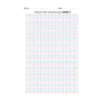 Lowercase Letter t Tracing Worksheets