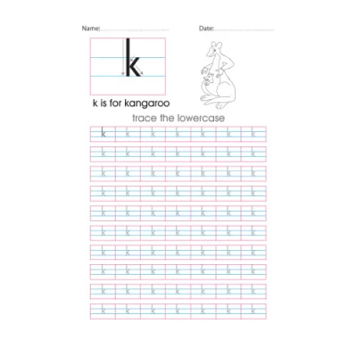 Lowercase k handwriting with arrows worksheet
