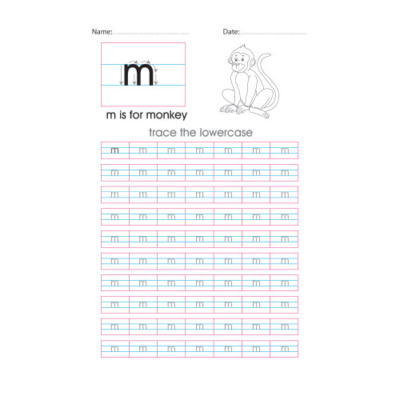 Lowercase m handwriting with arrows worksheet