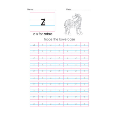 Lowercase z handwriting with arrows worksheet
