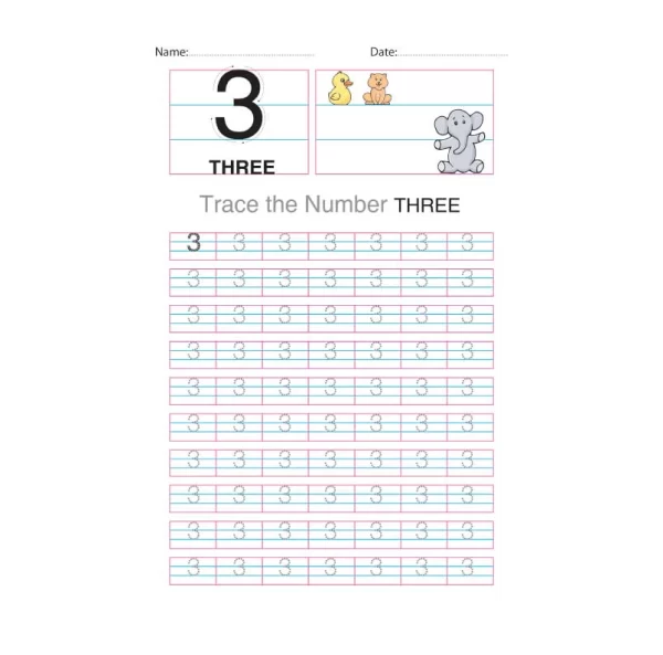 Number 3 Tracing Worksheet