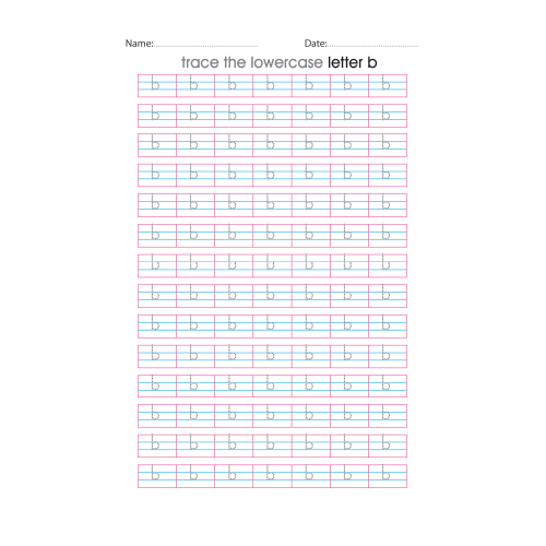 Lowercase Letter b Tracing Worksheets