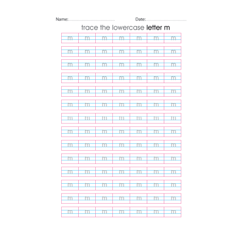 Lowercase Letter m Tracing Worksheets