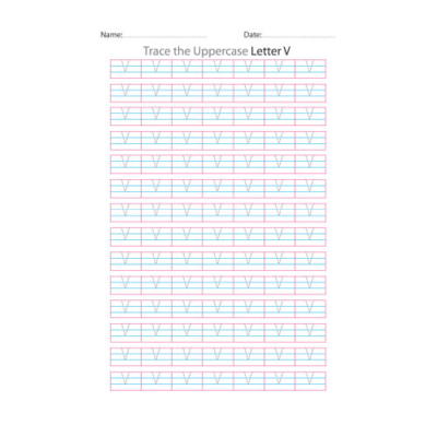 Uppercase Letter V Tracing Worksheets