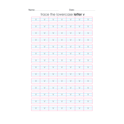 Lowercase Letter v Tracing Worksheets
