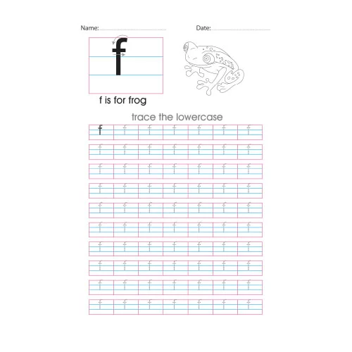Letter f handwriting with arrows worksheet