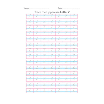 Uppercase Letter Z Tracing Worksheets