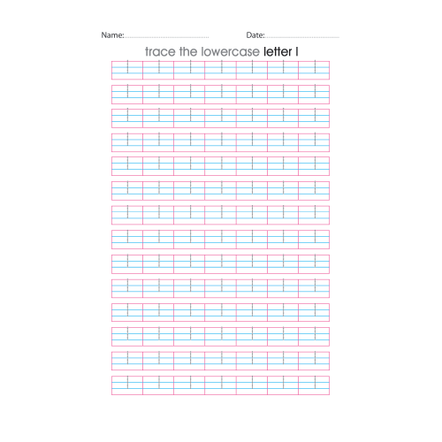 Lowercase Letter l Tracing Worksheets