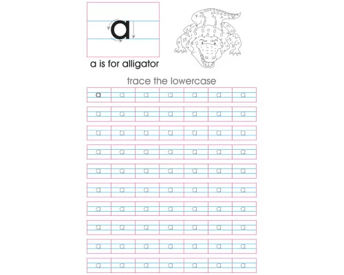 Lowercase A handwriting with arrows worksheet