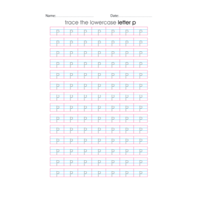Lowercase Letter p Tracing Worksheets