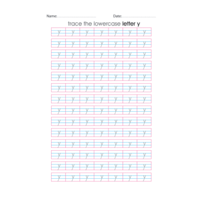 Lowercase Letter y Tracing Worksheets