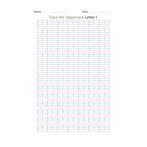 Uppercase Letter I Tracing Worksheets