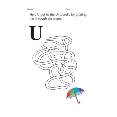 Letter U Maze Worksheet