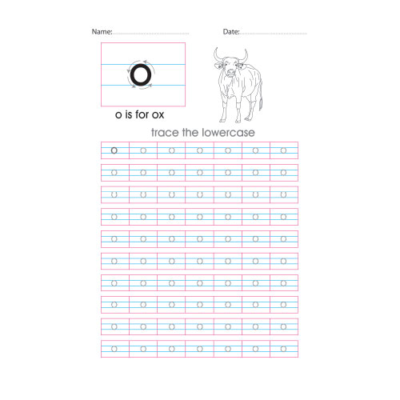 Lowercase o handwriting with arrows worksheet