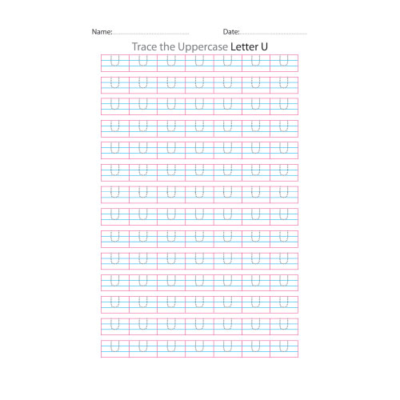 Uppercase Letter U Tracing Worksheets