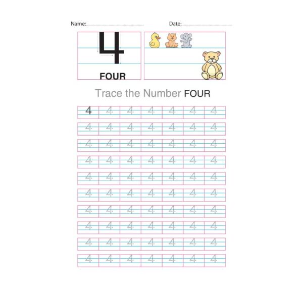 Number 4 Tracing Worksheet