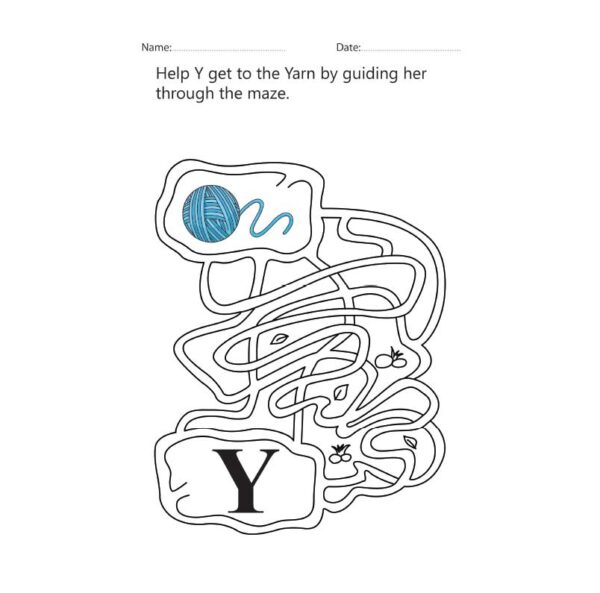 Letter Y Maze Worksheet