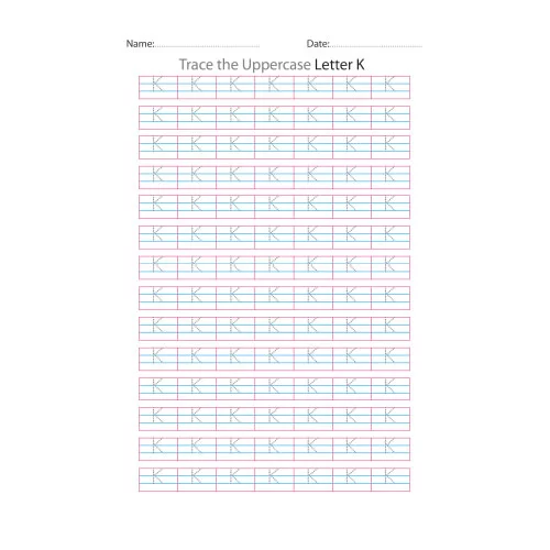 Uppercase Letter K Tracing Worksheets