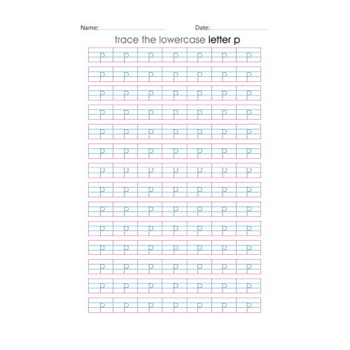 Lowercase Letter p Tracing Worksheets