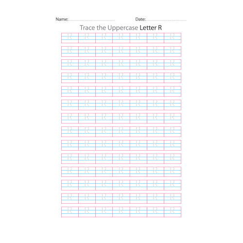 Uppercase Letter R Tracing Worksheets