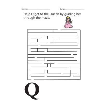Letter Q Maze Worksheet
